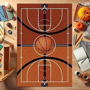 Basketball Court Rug,Basketball Rug,Sport Rug,Pitch Map Rug,Sport Theme Rug, - Picture 1 of 6