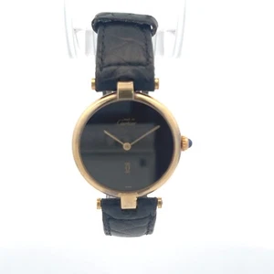 Cartier must de 60060 esfera negra correa de cuero negro - Imagen 1 de 5