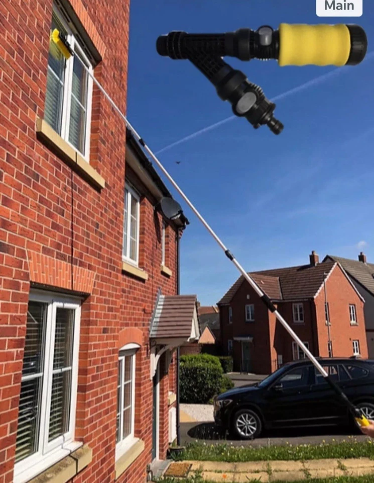 Telescopic Water Fed Gutter, Fascia,Window Cleaning Brush & Soap Dispenser  - Image 1 of 4