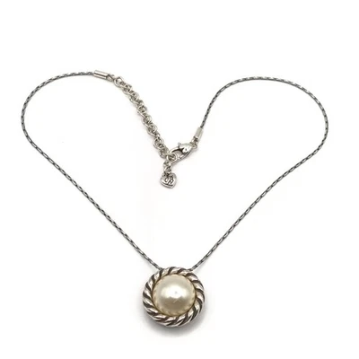 Collar Colgante Brighton Imitación Perla Reversible Cristal Placa Plata 15.5-18" Foto 1 de 4