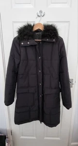 Women's Black Coat, Size 8/10. Great Plains Coat, Faux Fur Collar Coat. NWOT - Picture 1 of 4