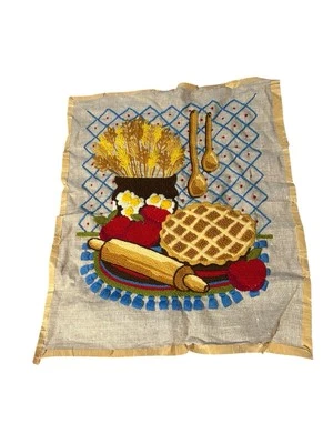 Bernat Crewel Stitch Kit "PIE Time" S9138 vintage Finished Unframed 23x19 - Image 1 of 4