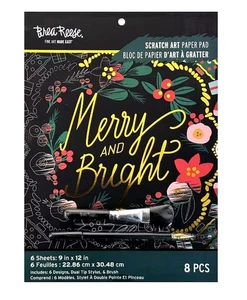 Brea Reese HOLIDAY MOTIF Scratch Art Paper Pad 9" x 12" Christmas NEW - Picture 1 of 5