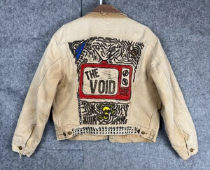 Giacca Carhartt vintage uomo M beige sbiadita personalizzata arte borchiata foderata invecchiata - Foto 1 di 12