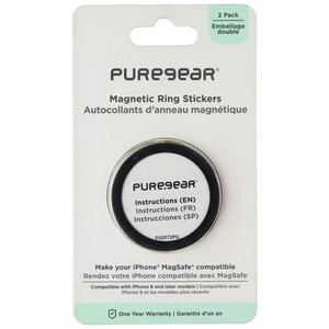 PureGear Magnétique Bague Autocollant pour Apple Iphones - 2 Paquet Noir - Photo 1 sur 2