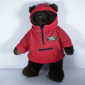 Vintage LL Bean Plush Brown Teddy Bear Stuffed Animal Rain Parka Korea - Picture 1 of 4