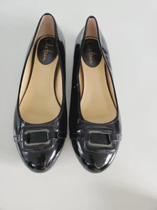 Cole Haan Womens Slip On Buckle Ballet Flats Black Patent Leather Shoes Sz 8.5 B - Picture 1 of 11