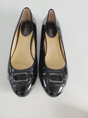 Zapatos planos de ballet con hebilla sin cordones Cole Haan para mujer charol negro talla 8,5 B Foto 1 de 4
