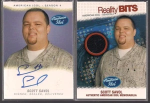 JUEGO DE TARJETAS AMERICAN IDOL 4 FLEER SCOTT SAVOL AUTÓGRAFO Y REALITY BITS RELIQUIA (2) - Imagen 1 de 1