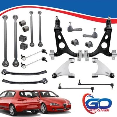 KIT SOSPENSIONI 18 PEZZI BRACCI ANTERIORI + POSTERIORI PER ALFA ROMEO 147 156 GT - Immagine 1 di 4