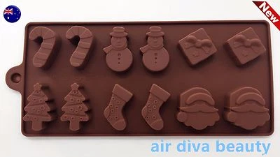 AU Christmas Santa Chocolate Cake ice Cube Cookie Silicone Mold Mould Decorating - Image 1 of 4