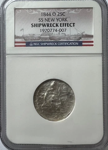 SS NEW YORK 1844 O SHIPWRECK EFFECT SEATED LIBERTY QUARTER  SUNKEN TREASURE COIN Cover