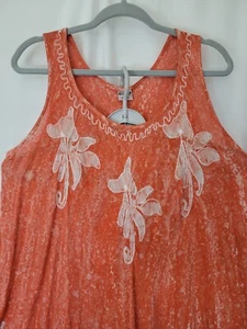 Vestido de verano naranja blanco con bordado midi talla única para la mayoría de la playa costera  - Imagen 1 de 12