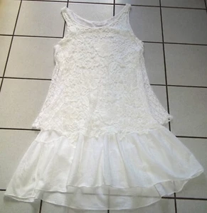 SPITZE Tunika Kleid Gr. M L 38 40 42 Longtunika Hängerkleid Weiß Creme Volant - Bild 1 von 5