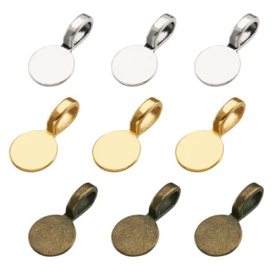 60 piezas Aleación Tibetana Pegamento en Almohadilla Plana Colgante Fianzas Conector Plano Redondo 18x10mm Foto 1 de 4