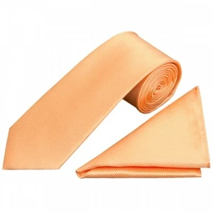 TIES R US Peach Diamond Classic Men's Tie and Pocket Square Set - Picture 1 of 4