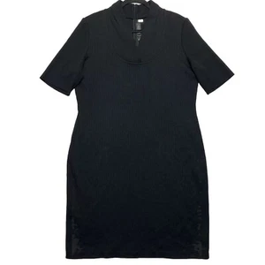 St. John Micro Bouclé Sheath Dress Women's 14 Black Short Sleeve Wool Blend - Picture 1 of 16