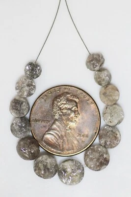 13 Pcs. 7.0 to 4.5 MM natural loose round (button) Shape rough diamond beads - Image 1 of 4