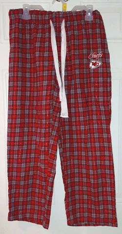 NFL Team Apparel Kansas City Chiefs Women's Football Lounge Pajama Plaid Pants L Cover