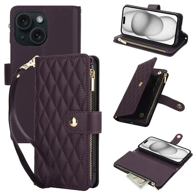 iPhone Zipper Card Wallet Phone Case with Lanyard - Image 1 of 4