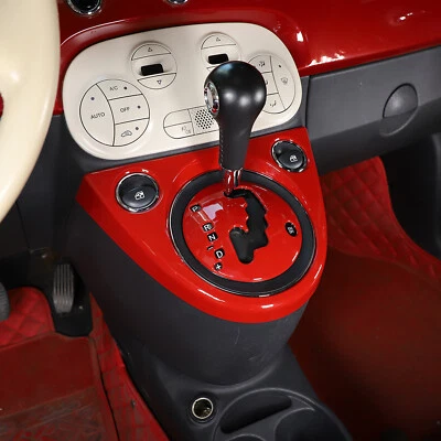 Red Center Console Gear Shift Display Panel Cover Trim Kit for Fiat 500 2011-23 - Image 1 of 4
