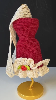 Handmade Cochet Dress Barbie Doll Size - Dress and Shawl - Crocheted - New - - Image 1 of 4