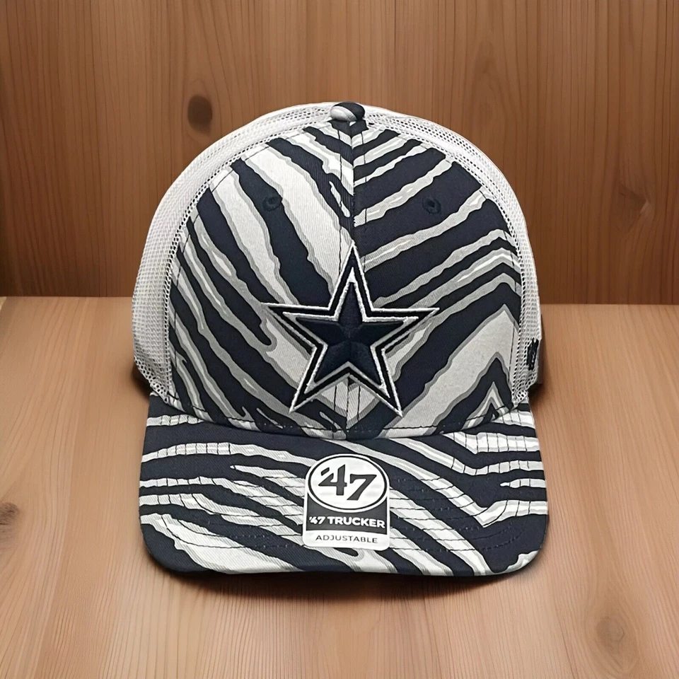 '47 Brand MVP Dallas Cowboys NFL Blue White Tiger Zubaz Trucker Hat Adjustable