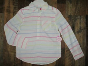 SO Popover Top Long Sleeve Striped Multi Color Girls Size 7-8 NWT - Picture 1 of 3