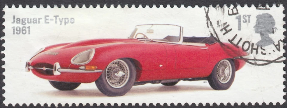 E Type Jaguar 1961  illustrated on 2013 fine used GB stamp - Image 1 of 1