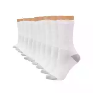 Hanes Women's Athletic Crew Socks, Full Sole Cushion, 10-Pairs White - Picture 1 of 5