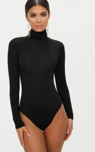 Neu Damen Langarm Uni High Polo Rolle Schildkrötenausschnitt Body Trikot - Bild 1 von 8