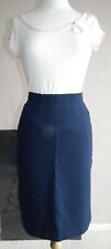 Women's Clothes - VINTAGE STRAIGHT PENCIL NAVY SKIRT WITH BACK SLIT