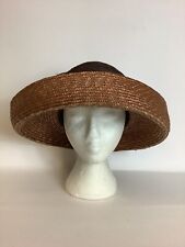 RARE Vintage 1980s Laura Ashley straw hat wide brim summer woven breton #VE