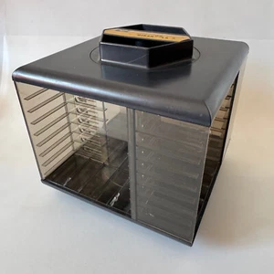 MP Girandola Cassette Rotating Carousel Clear Plastic Holds 32/20 Tapes Storage - Picture 1 of 16