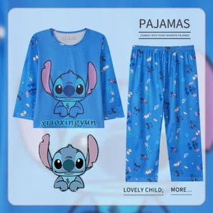 Stitch Anime Pajamas Set Long-sleeved Outside Wear Home Wear Cute Children - Picture 1 of 10