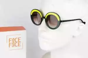 Groß Sonnenbrille Dicke Rund FACE A FACE Cosmo 1 Grün Und Gelb - Bild 1 von 5