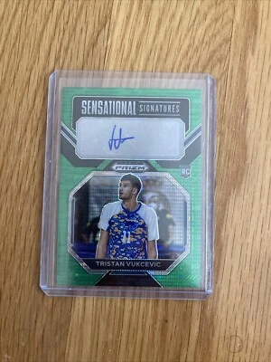 23-24 Panini Prizm Draft Picks Green Tristan Vukcevic #ss-TVK Rookie Auto # /25 - Image 1 of 2