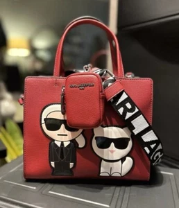 KARL LAGERFELD MAYBELLE TOP HANDLE SATCHEL CROSSBODY BAG RED NWT $228 - Picture 1 of 6