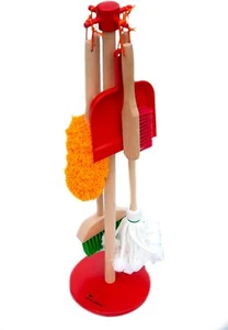 G & F Wooden Detachable Kids Cleaning Toy Set Duster, Brush, Mop, Broom 6 Pieces - Picture 1 of 9