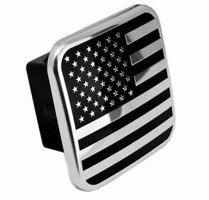 Enchufe de cubierta de enganche de remolque con bandera americana MULL (se adapta a receptor de 2", cromo) - Imagen 1 de 6
