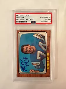Ron Mix Topps 1966 auténtica tarjeta automática firmada a mano #128 grado PSA - Imagen 1 de 2