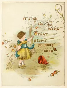 Ill Wind old American Folk Spruch Lizzie Lawson illustriert Vintage Kunst 1881 - Bild 1 von 4