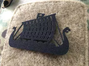Drakkar Dragon Ship Lasercut Patch, Nero, Cordura Lasercut - Foto 1 di 10