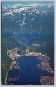 Ocean Falls, British Columbia, Canada, Vintage Chrome Aerial View Postcard - Foto 1 di 2
