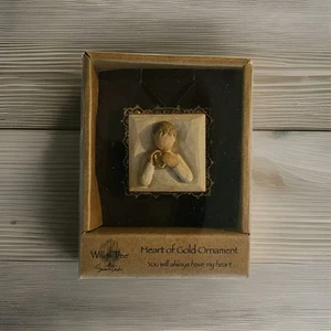 Willow Tree Herz aus Gold Ornament mit Metallkanten, geformt handbemalt - Bild 1 von 3