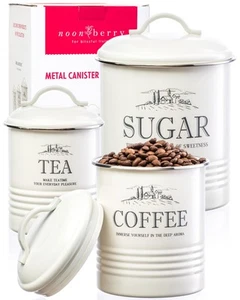 Kitchen Canisters for Countertop - Set of 3 - Airtight Coffee Tea Sugar Conta... - Picture 1 of 9