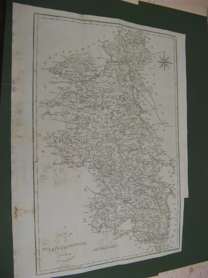 MAPA GRANDE BUCKINGHAMSHIRE 100 % ORIGINAL ANTIGUO DE JOHN CARY HENLEY THAME MK Foto 1 de 1