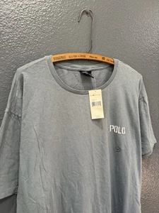 T-shirt Polo Ralph Lauren blu stencil logo cotone 2XL nuova vintage anni 90 - Foto 1 di 4