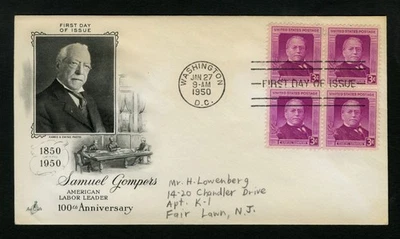 1950 FDC sc 988 Samuel Gompers First Day Cover Washington, D.C. - Image 1 of 2