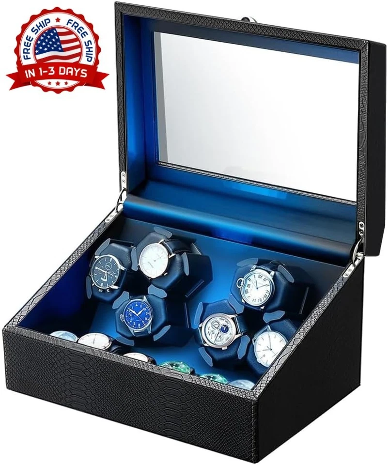 Caja enrollable para relojes automáticos con luz LED y motor silencioso NUEVO US Foto 1 de 4